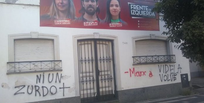 Reivindican el golpe militar de Videla con un escrache a la sede partidaria del PTS
